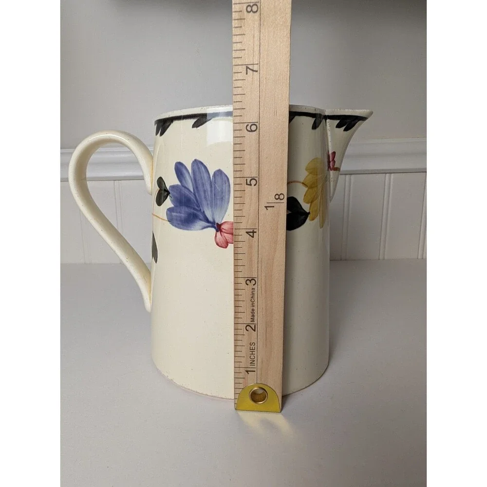 Societe Ceramique Maestricht Pitcher Antique 1920's Dutch Holland Floral 6.25
